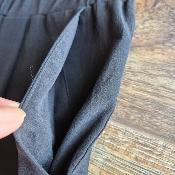 COS 100% Silk Surplice Jumpsuit Cap Sleeve Pocket Elastic Waist Black - Picture 7 of 12